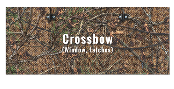 Crossbow blind window, and latches