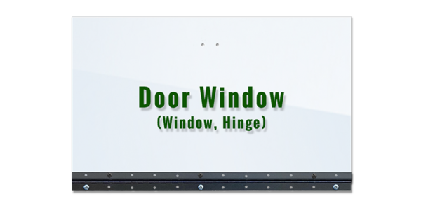 Door replacement window, hinge